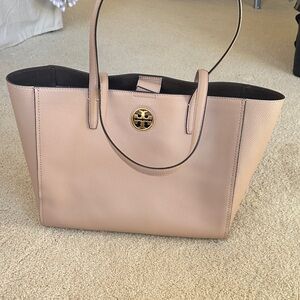 Tory Burch Beige Pebbled Leather Tote